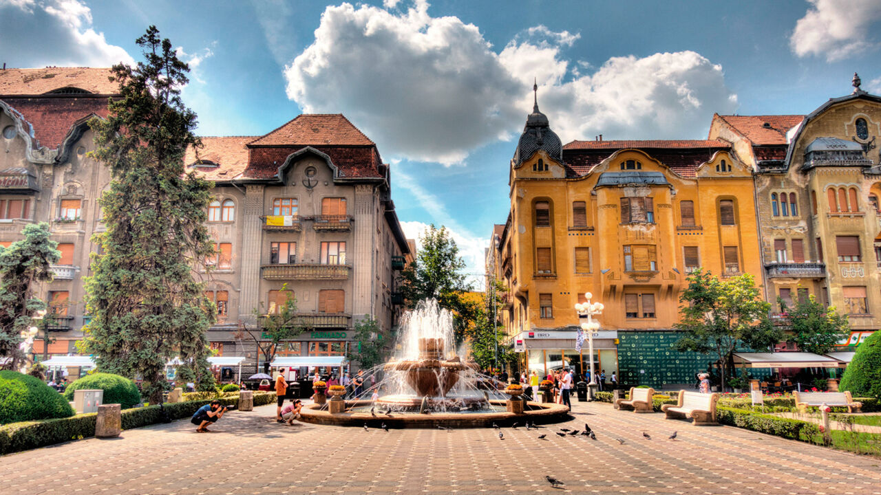 Flaniermeile Siegesplatz in Timișoara