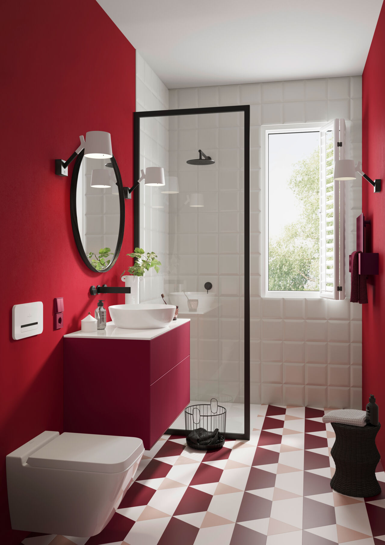 Rotes kleines Bad von Villeroy und Boch