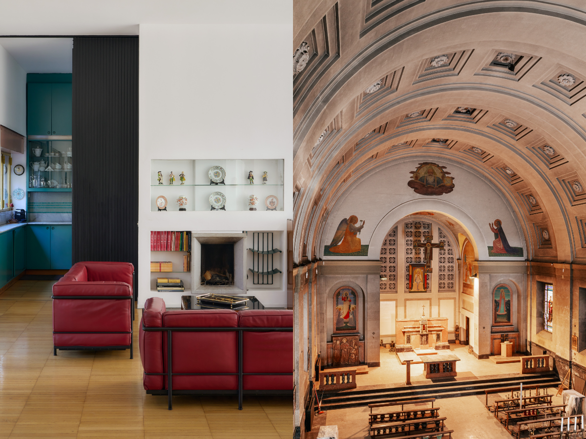 Collage aus zwei Bilder mit Eindr&uuml;cken aus der Villa Pestarini und dem Baggio Milit&auml;rkrankenhaus.