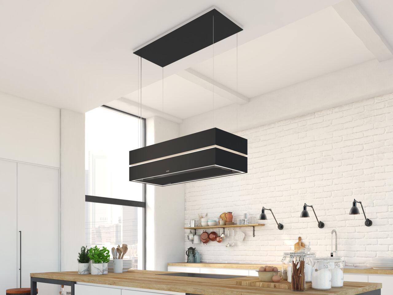 mattschwarze Dunstbazugshaube "SKYLINE EDGE BLACK EDITION" von Berbel