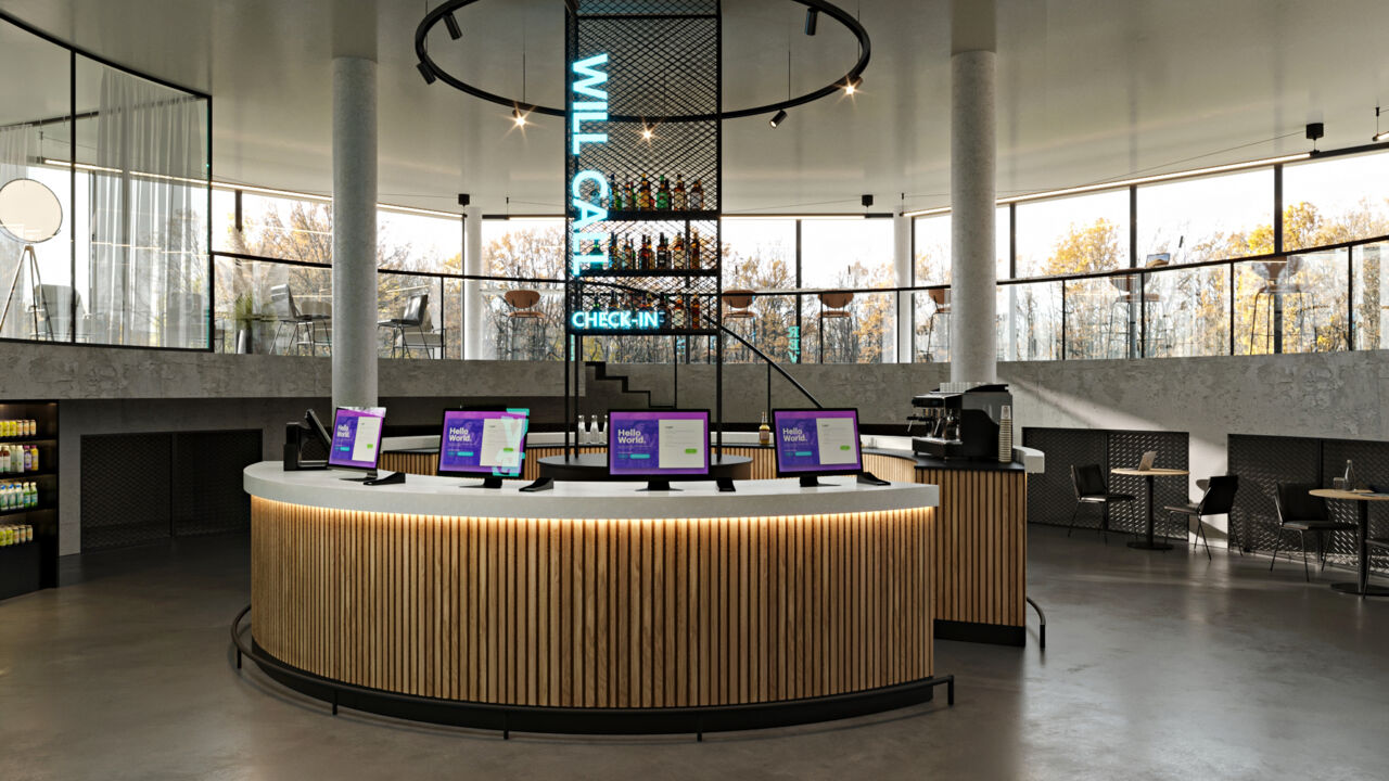 Check-In Terminals im Reverb by Hard Rock Hotel in Hamburg